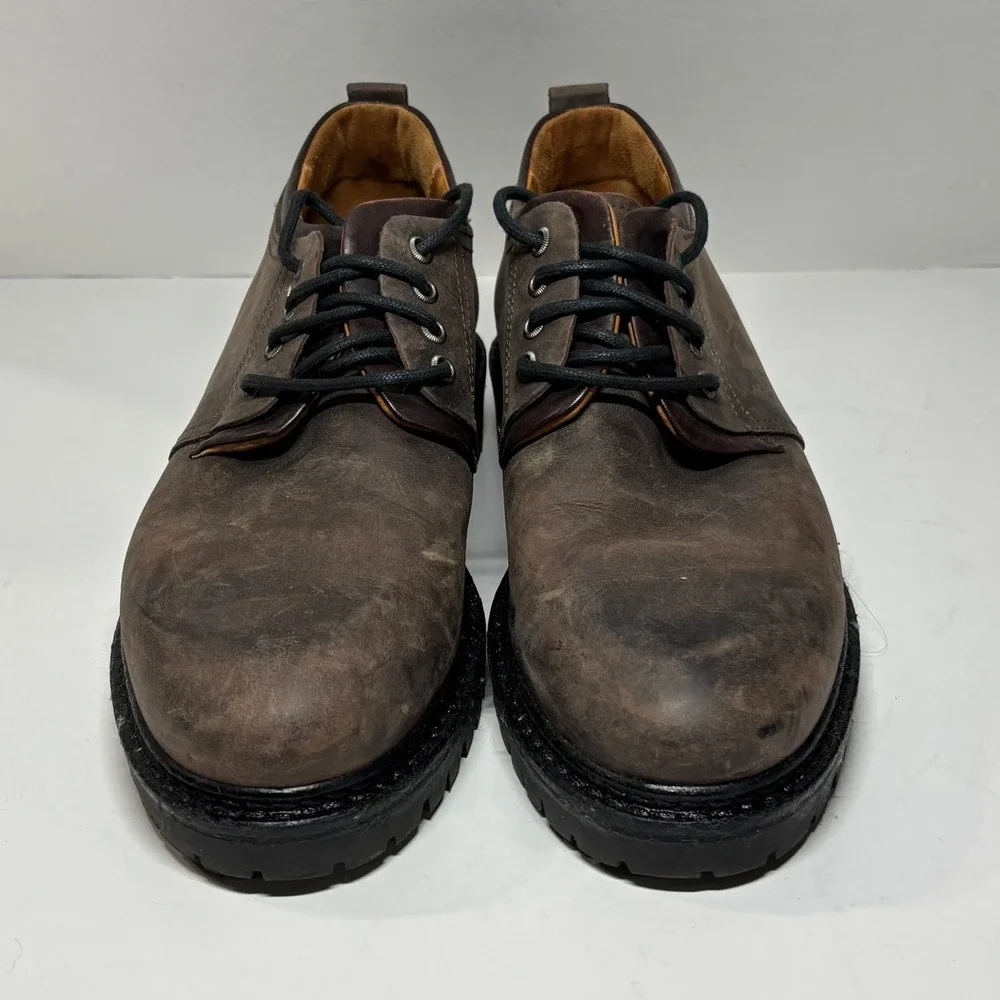 Johnston & Murphy Derby Shoes Mens 11.5 Brown Leather Lug Sole Made‎ in Italy
